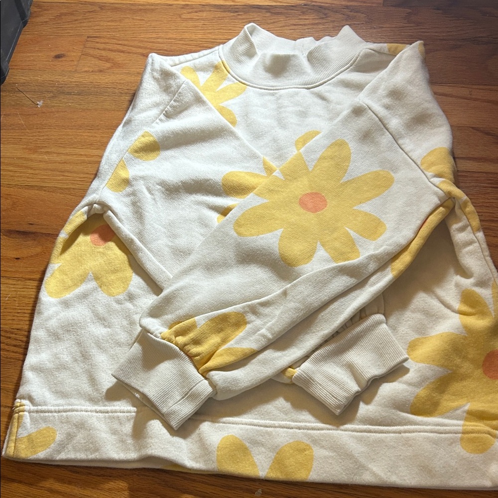 Old Navy White and Yellow Floral Kids Sweater